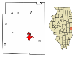 Location of Paris in Edgar County, Illinois.