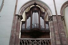 The Choir Organ at St Thomas' Church, Strasbourg, designed in 1905 on principles defined by Schweitzer Eglise St Thomas - Orgue de Choeur.JPG