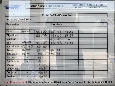 Essaouira Bus Schedule