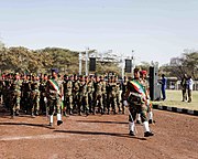 Ethiopian soldiers marching in a military parade 2019 (cropped)