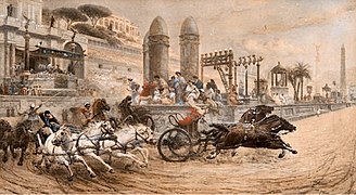 Chariots racing in the Circus Maximus