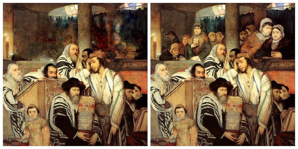 File:Exclusion of Women - Jews Praying in the Synagogue on Yom
