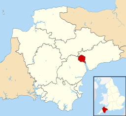 El distrito de Exeter, incluido Topsham, se muestra dentro de Devon