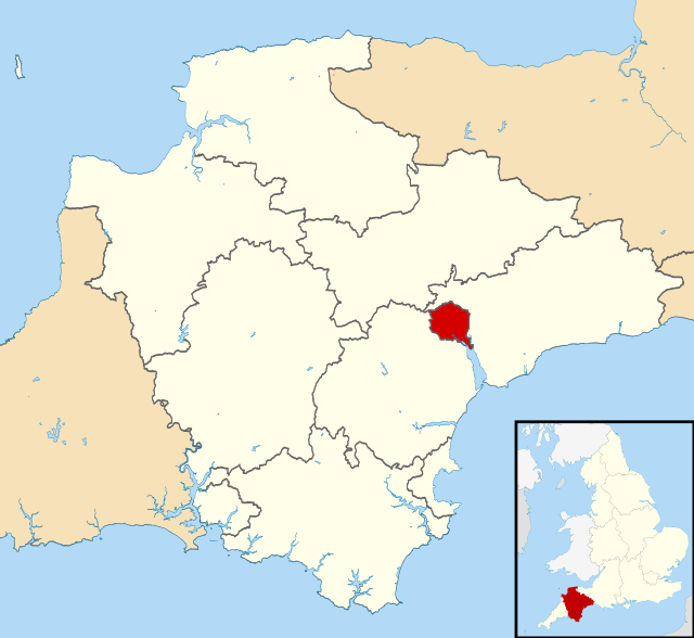 Localização de Exeter em Devon