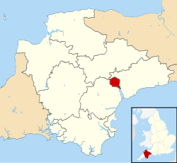 Localização de Exeter em Devon