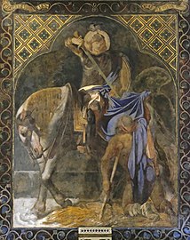 Saint Martin découpant son manteau, fresque, Paris, église Saint-Germain-l'Auxerrois