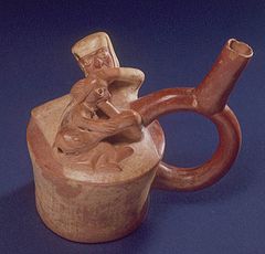 Ceramic vessel. Moche, Peru.  Larco Museum, Lima 300 CE