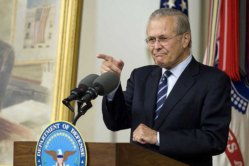 File:Former Secretary of Defense Donald H. Rumsfeld points to people in the crowd during his portrait unveiling ceremony at the Pentagon June 25, 2010 100625-D-JB366-019.jpg