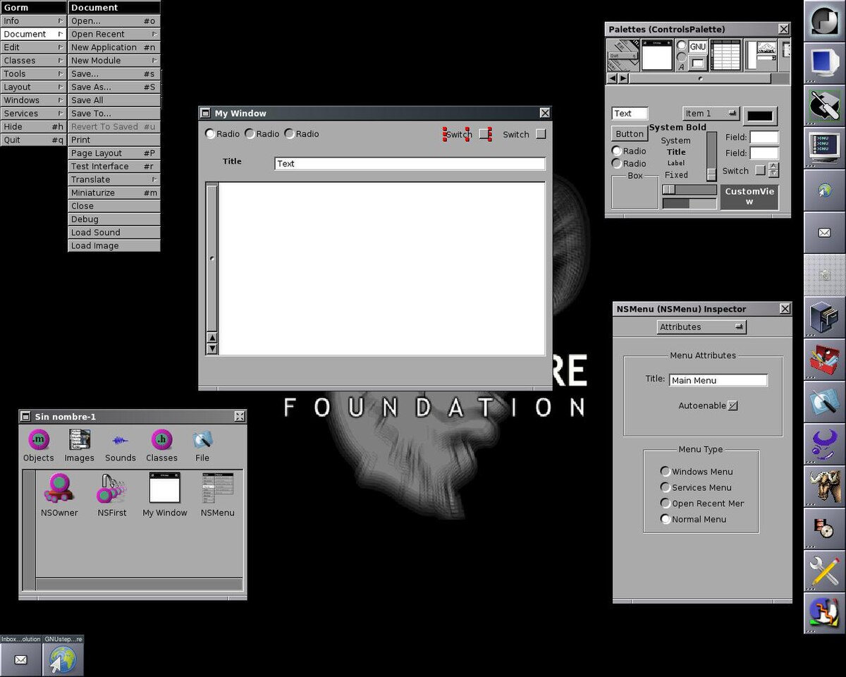 Атрибут title. GNUSTEP. GNUSTEP Linux. GNUSTEP desktop environment.