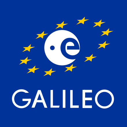 Logo du projet Galileo, inspiré de celui de l'Agence spatiale européenne et du drapeau européen.