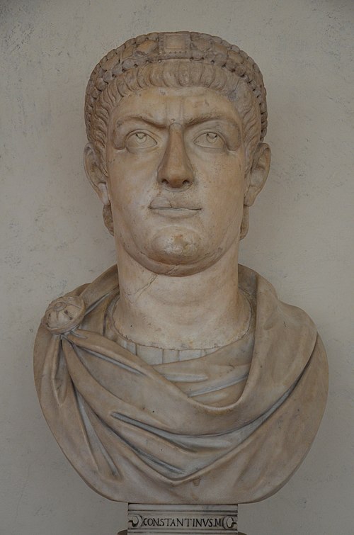Portrait head of Valentinian or Valens on a modern bust.