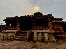 Chalukya Shiva temple during sunset Gaudargudi temple at Aihole.jpg