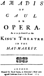 <i>Amadigi di Gaula</i> Opera in 3 acts by Georg Friedrich Händel