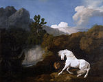 George Stubbs, Häst skrämd av ett lejon (1770).