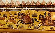 Gurdwara Bhumman Shah fresco of a woman leading a hunt Gurdwara Bhumman Shah fresco 19.jpg