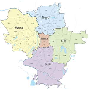 Lage des Stadtteils Stadtbezirke und Stadtteile von Halle (Saale) in Halle (Saale) (anklickbare Karte)