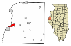 Hancock County Illinois Incorporated and Unincorporated areas Hamilton Highlighted.svg