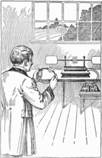 Heinrich Hertz discovering radio waves with his spark oscillator (at rear)
