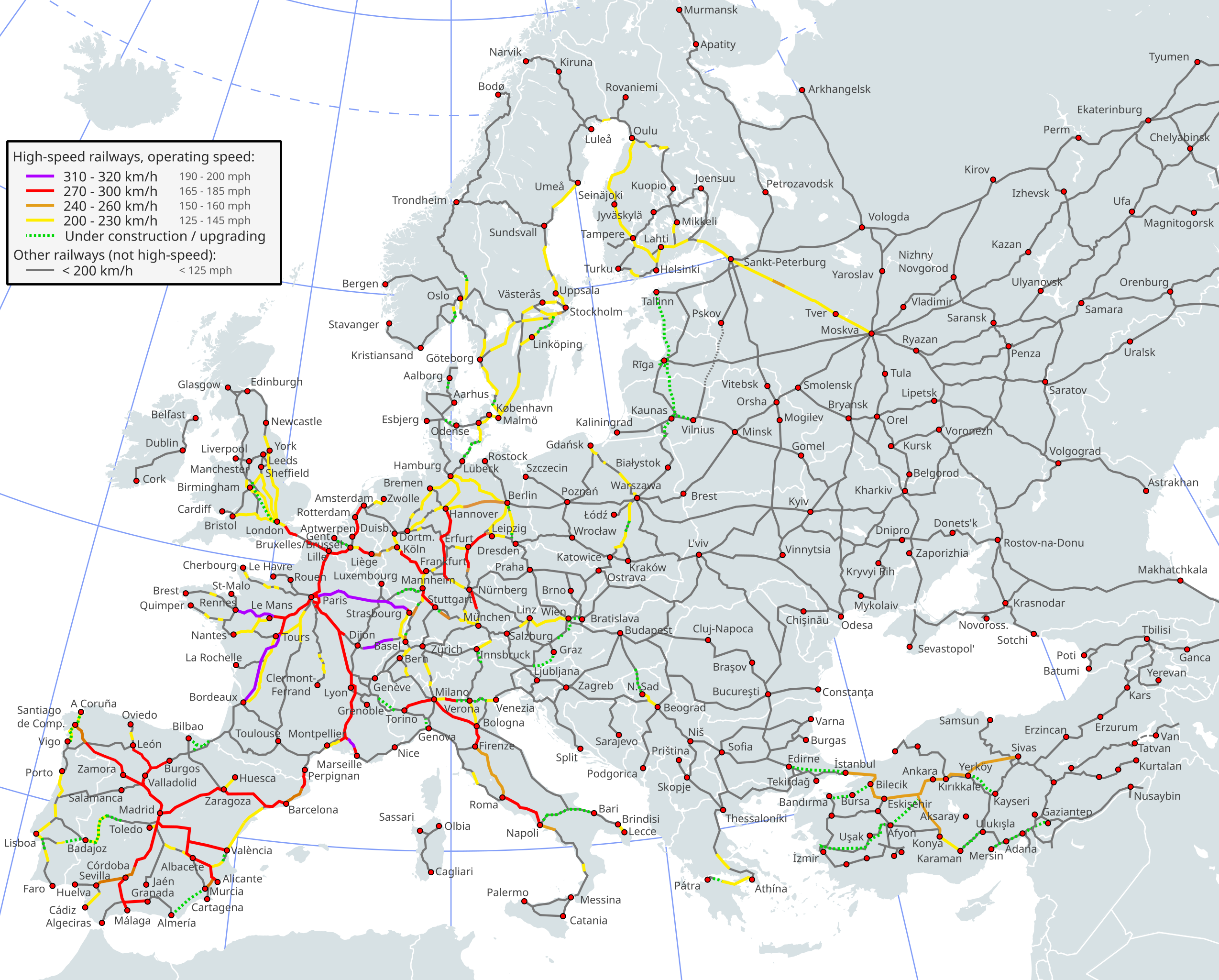 euro rail timetables and route map