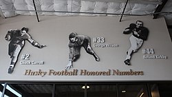 Honored numbers at Husky Stadium in April 2022 Husky Football Honored Numbers.jpg