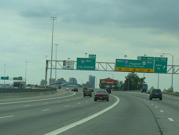 I-10 west at The Split interchange with I-17 north