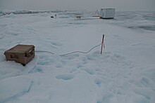 Ice mass balance buoy installed in pressure ridge during MOSAiC expedition Ice mass balance buoy.jpg