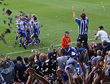 IFK Göteborg celebrating a goal in a match against Örebro SK