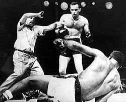 June 26, 1959: Johannson of Sweden KO's heavyweight champion Patterson Ingemar Johansson and Floyd Pattersson 1959.JPG