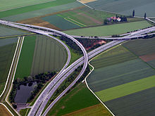 Two level semi-directional T interchange in Orbe, Switzerland.
46deg43'42''N 6deg34'11''E / 46.72836degN 6.569738degE / 46.72836; 6.569738 Interchange-colour-img 0526.jpg