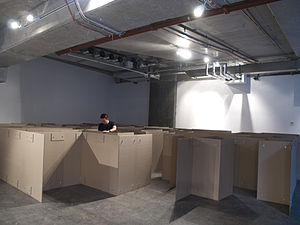 Daniel Dorall, Installation of The Inversion Theory, 2011, Corrugated Cardboard, platted bolts and nuts, 12 x 10 x 1.2 m Inversion Theory (10).jpg