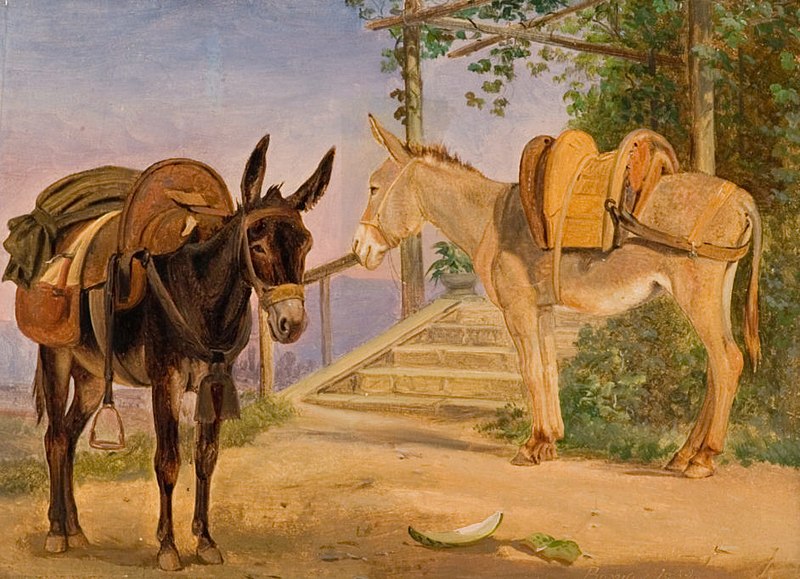 File:Jørgen Valentin Sonne, To æsler, 1839, RKMm0210, Ribe Kunstmuseum.jpg