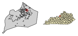 Locația Meadow Vale în comitatul Jefferson, Kentucky