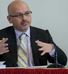 Dr. Jovan Kurbalija, director of the DiploFoundation, speaking at the Geneva Center for Security Policy in 2013. Jovan Kurbalija.png