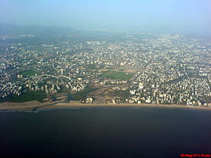 Aerial view of Juhu beach