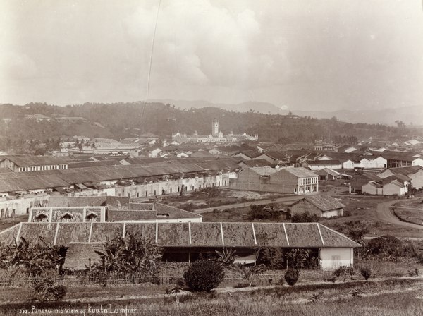 Kuala Lumpur circa 1900. As the capital of the newly formed Federated Malay States, the area underwent accelerated development with the construction of new infrastructure, government offices, and commercial and residential buildings; similar rates of development would also be seen in towns and cities across the FMS.