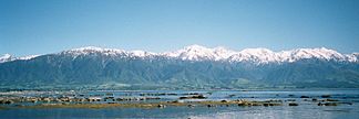 View from the Kaikoura Peninsula to the Seaward Kaikoura Range