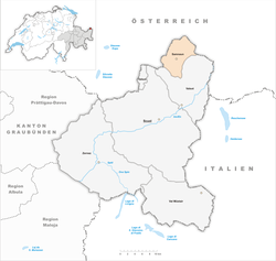 Samnaun sijaitsee itäisimmässä Sveitsissä, Itävallan rajalla.
