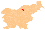 Map of Slovenia, position of Šoštanj highlighted