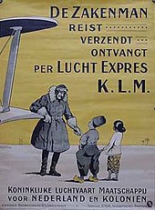 A 1919 advertisement for the Dutch airline KLM, founded on October 7, 1919, the oldest running airline still operating under its original name Klm-poster-1919.jpg