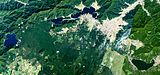 富士五湖のランドサット衛星写真