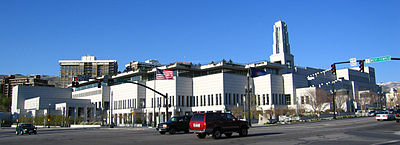 Conference Center from its southwest corner Lds conference center panoramic view slc utah.jpg