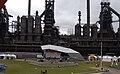 The Levitt Pavilion at SteelStacks, the former Bethlehem Steel site, is being prepared for a show.