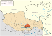 Localizzazione della prefettura di Lhasa nella Regione Autonoma del Tibet