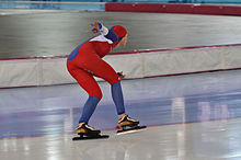 Mihaela Hogas during her second 500 meter. Lillehammer 2016 - Speed skating Ladies' 500m race 2 - Mihaela Hogas.jpg