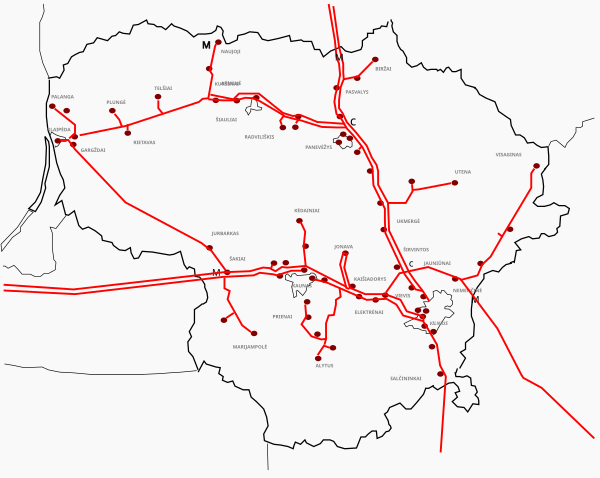 Biggest pipelines in Lithuania. Lithuania Highway Pipelines.svg