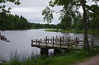 Åsa-Nissebryggan och viken Byasjön.