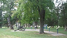 Cannon at Loose Park. Price was said to have watched the battle from a grove of trees here. The "General Tree", long since gone, was a landmark for many years Loose-park-westport.jpg