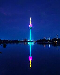 Lotus tower and Beira lake at night 2023