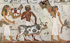 جدارية تعود لعهد تحوتمس "التالت، حوالي 1500-1450 قبل الميلاد.