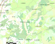 Elementarkarte mit den Grenzen der Gemeinde, Nachbargemeinden, Vegetationszonen und Straßen